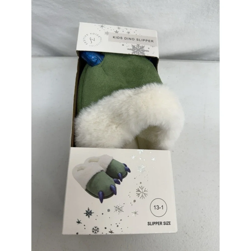 Adorable Festive Voice Collection kids Dino Slippers Size 13/1